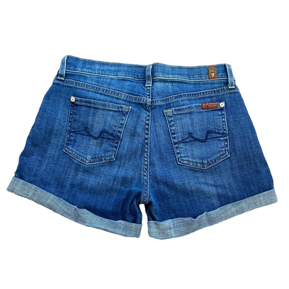 7 For All Mankind Mid Roll Shorts Blue Size 25 - Picture 2 of 7